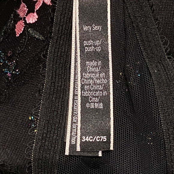 New! Victoria's Secret Very Sexy lace Push Up embroidery black floral, 16148 - Picture 12 of 14